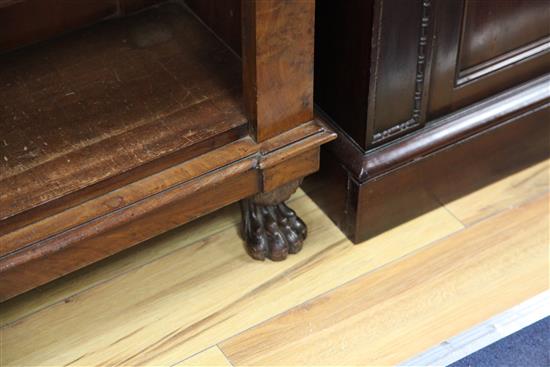A Regency style flame mahogany open bookcase, W.4ft 5in. D.1ft 3in. H.3ft 5in.